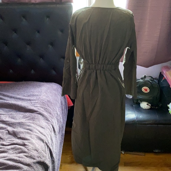 Washed Black Suede Button-Up Midi Dress - Picture 3 of 7